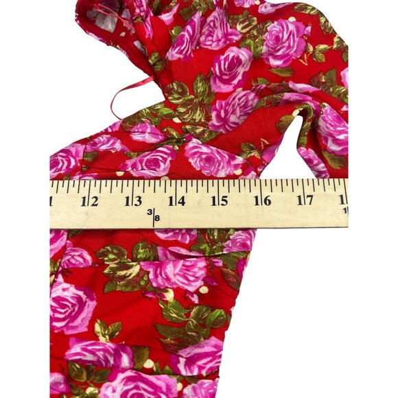 Zara‎ Floral Long Sleeve Backless Crop Top Red Pink Size Medium - Picture 10 of 14